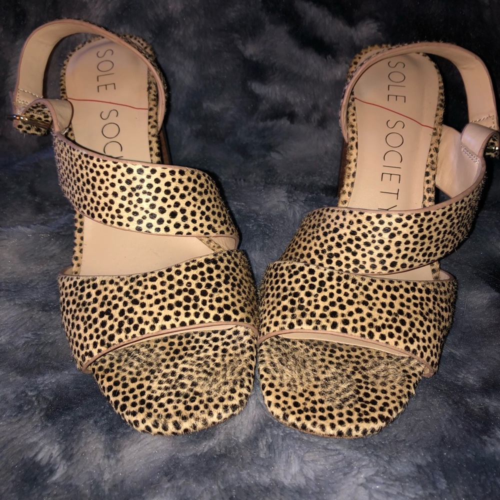 Sole Society real fur platform heel sandals